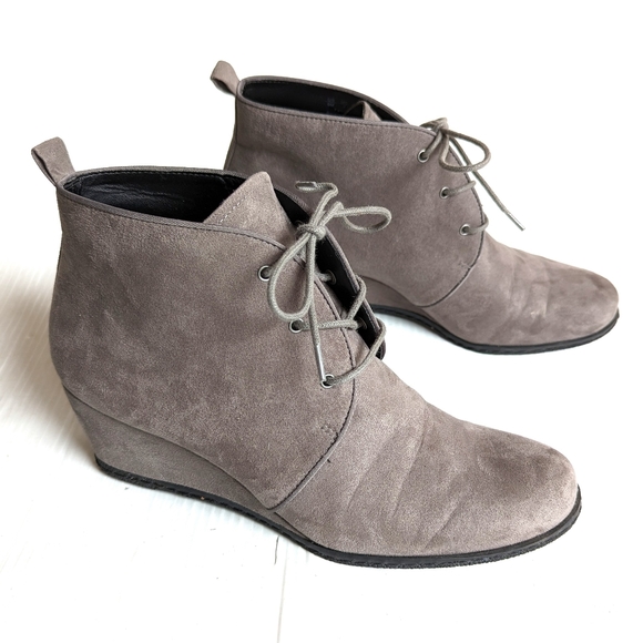 Franco Sarto Shoes - FRANCO SARTO Annabelle gray suede oxford wedge ankle booties